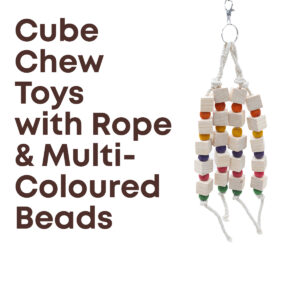 Cube Chew Toys with Rope and Multi-Coloured Beads