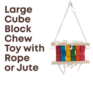 Large Cube Block Chew Toy with Rope/Jute