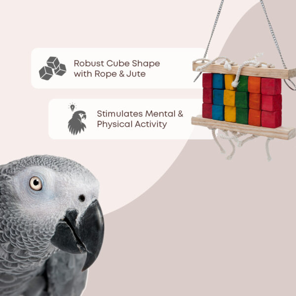 Large Cube Block Chew Toy with Rope/Jute - Image 5